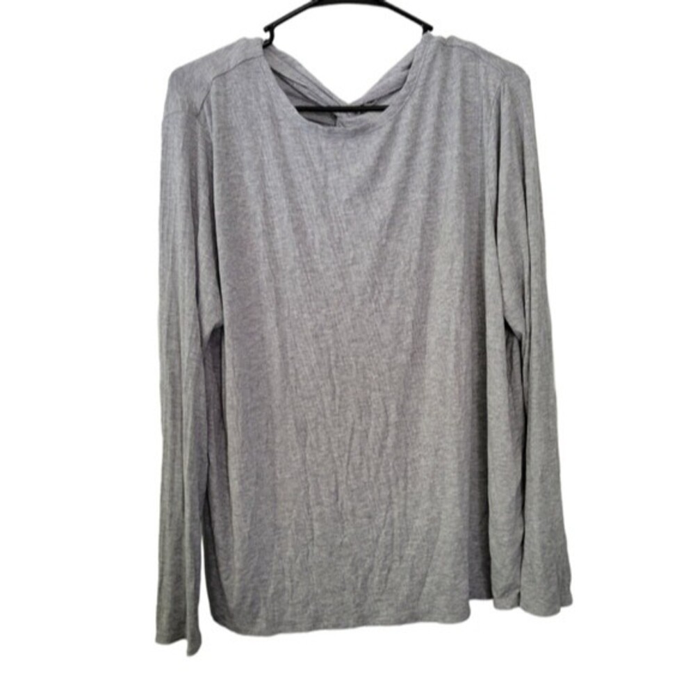 Joy Lab Gray Ribbed Twist Back Athletic Long Sleeve Top Size XXL